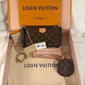 Louis Vuitton Monogram Crossbody Bag in Brown and Pink